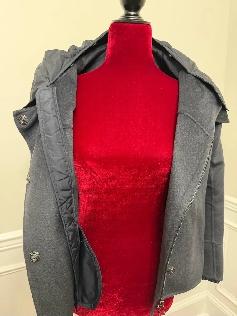 S Max Mara Gray Angora & Virgin Wool Hooded Coat - Hand Sewn - Size US 2